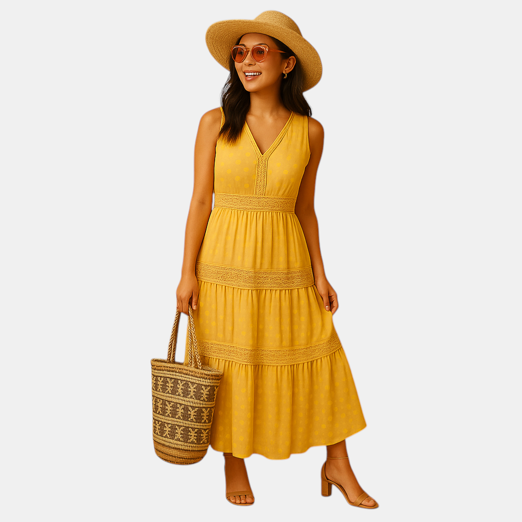 Luchtige boho zomerjurk met Ibiza-stijl voor dames, ideaal voor festivals, strand en zomerse dagen. Comfortabel en stijlvol ontwerp.