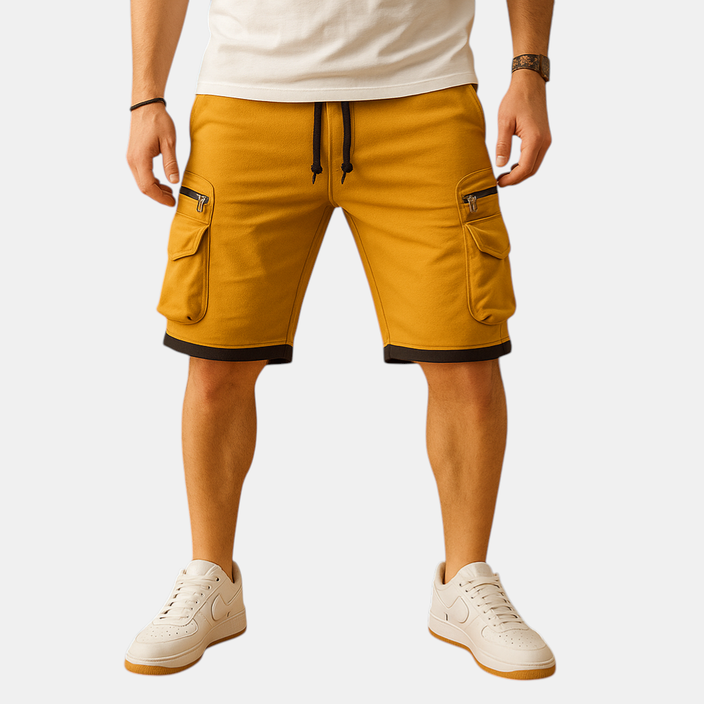 Elegante heren cargo shorts met trekkoord en meerdere zakken voor outdoor activiteiten.