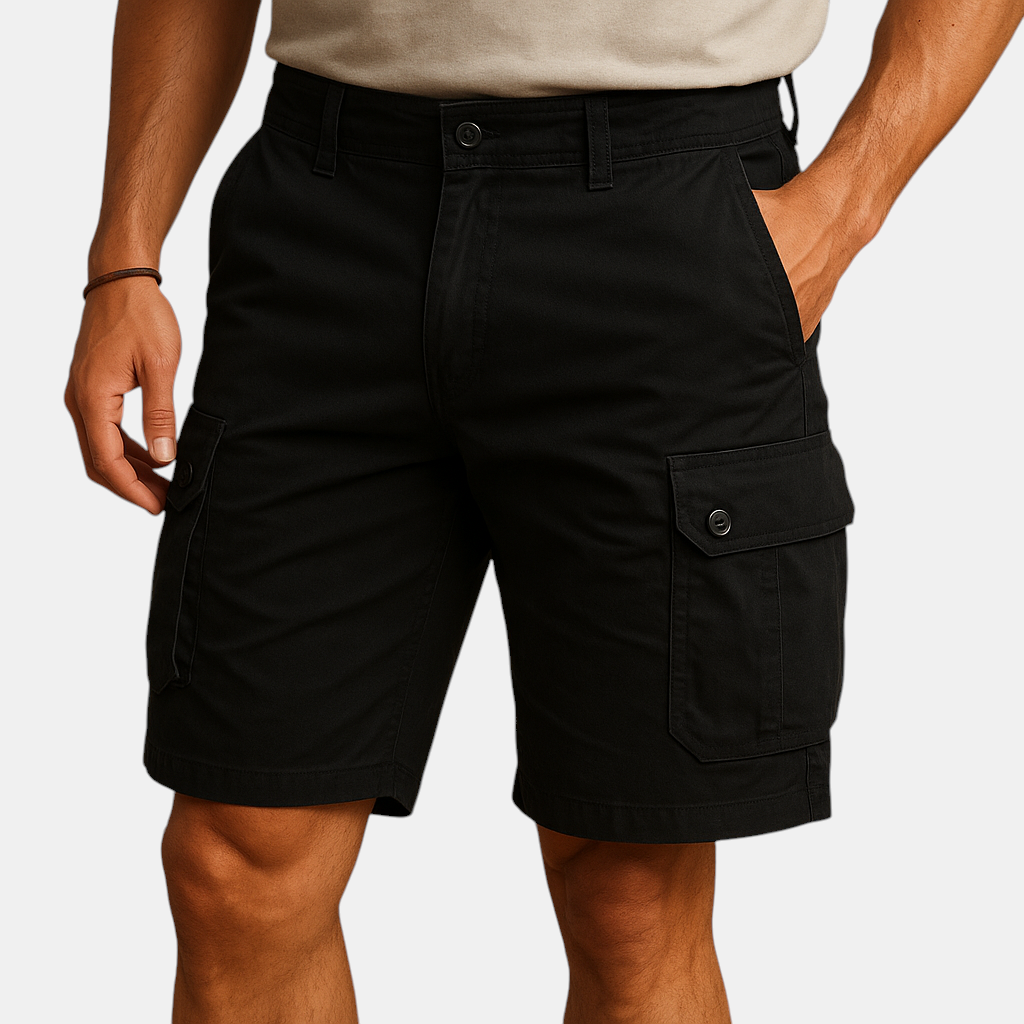 Cargoshorts voor heren van ademend katoen met rechte, losse pasvorm en meerdere zakken. Ideaal voor zomerse dagen en casual avonturen.