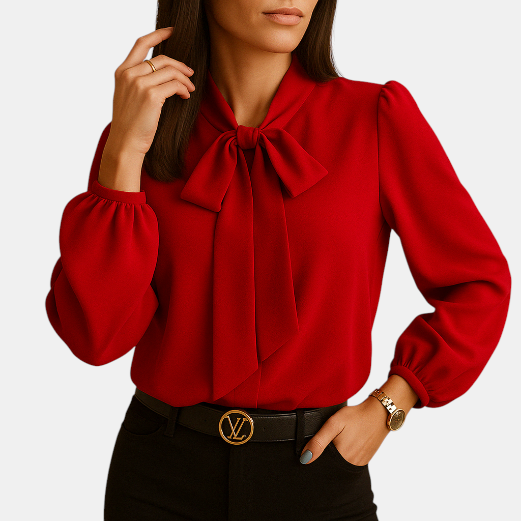 Damesblouse met klassieke striksluiting en luchtige pasvorm, ideaal voor werk, sociale gelegenheden en dagelijks gebruik