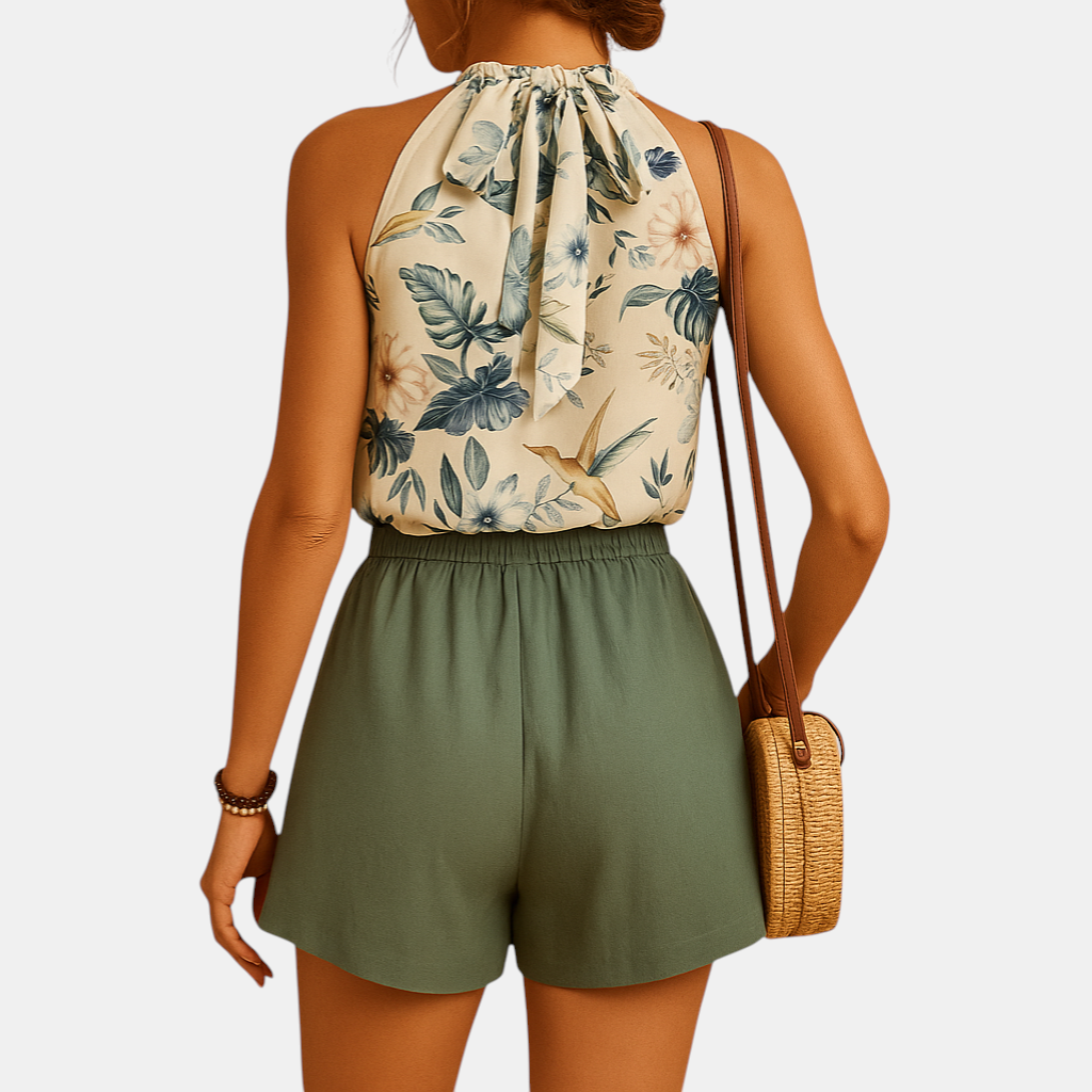 Elegante dames jumpsuit met tropisch design | Yfke