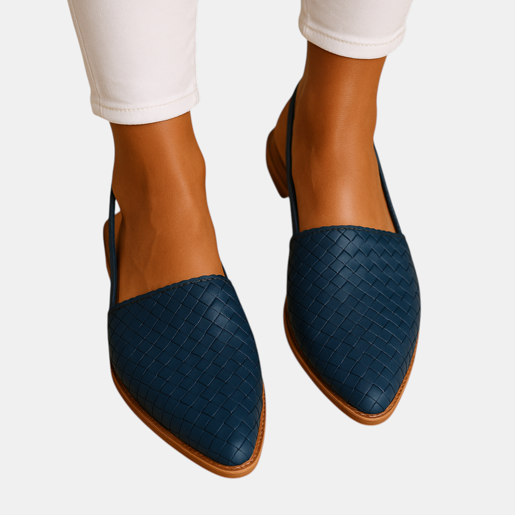 Damesflats met gesloten geweven neus en ademende pasvorm, ideaal voor werk of dagelijkse outfits met stijlvolle flair.