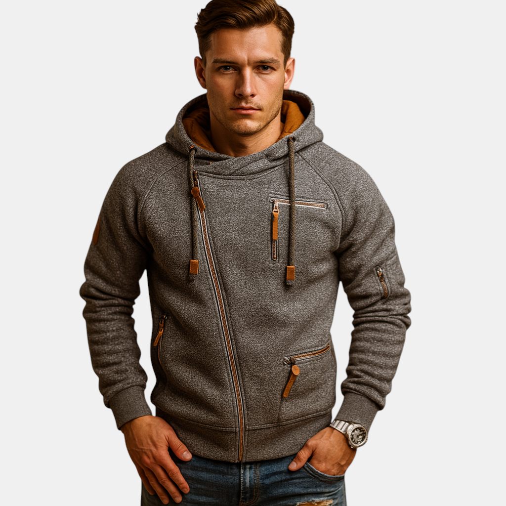 Heren vest met capuchon en praktische zakken, ideaal voor casual en semi-formele looks tijdens de herfst en winter.