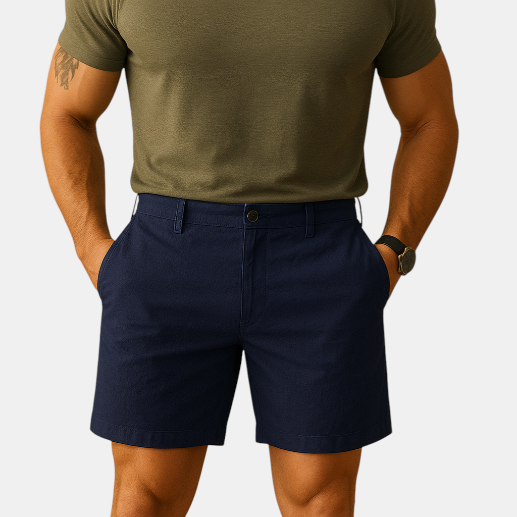 Herenshort Floris Ademend Relax Fit, a luxurious linen short in various colors, perfect for casual and warm weather outfits.