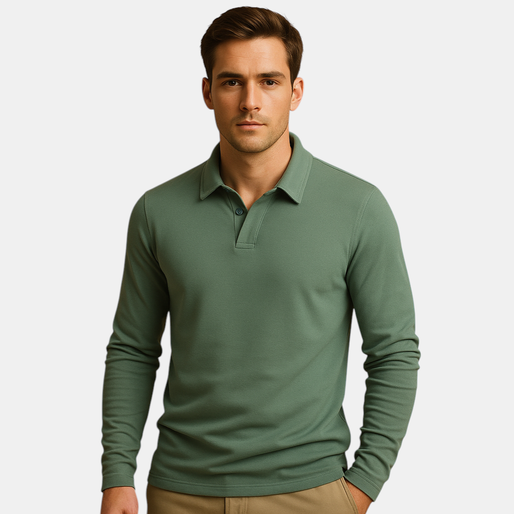 Luxueuze katoenen heren poloshirt met klassieke pasvorm.
