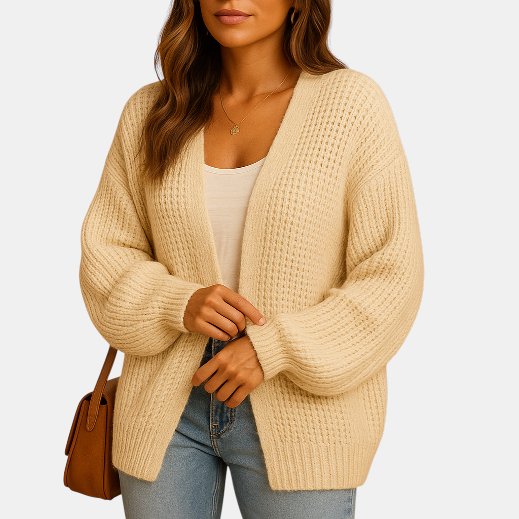Casual damesvest met open voorkant, ademende stof en losvallende pasvorm, ideaal voor laagjes in lente, herfst en winter
