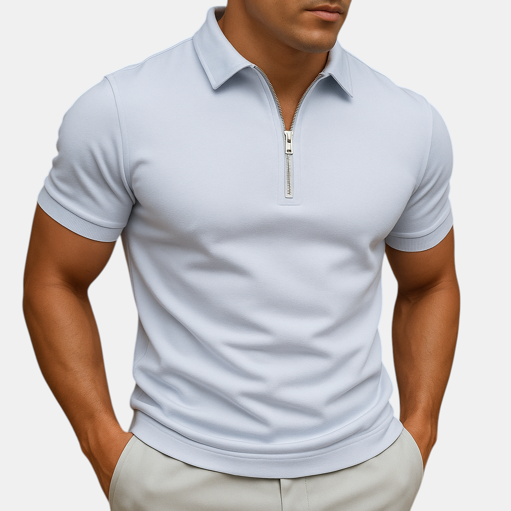 Moderne herenpolo met ritssluiting, geur- en vlekwerend, ideaal voor werk en casual gelegenheden.