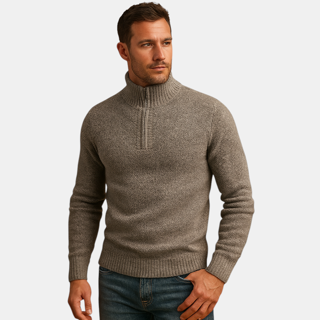 Casual geribd sweatshirt voor heren van katoen met opstaande kraag en knoopsluiting. Comfortabel, stijlvol en ideaal voor dagelijks gebruik.