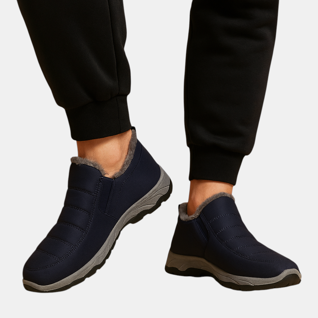Warme winterschoenen voor heren met pluche voering, slip-on sluiting en antislipzool – perfect voor koude winterdagen en dagelijks gebruik.