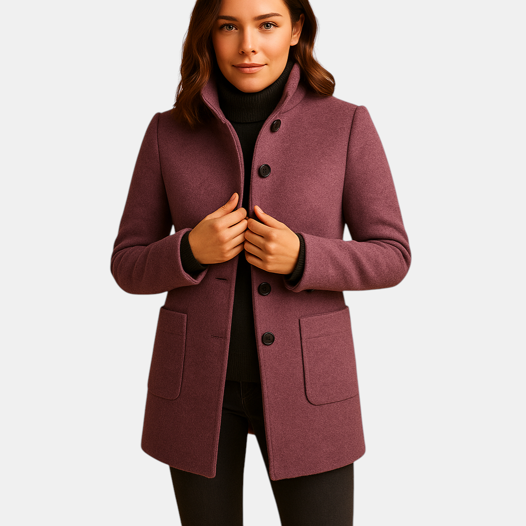 Zachte winterjas voor dames met relaxte pasvorm en tijdloze details. Elegant, warm en comfortabel, ideaal voor dagelijkse winterse gelegenheden.