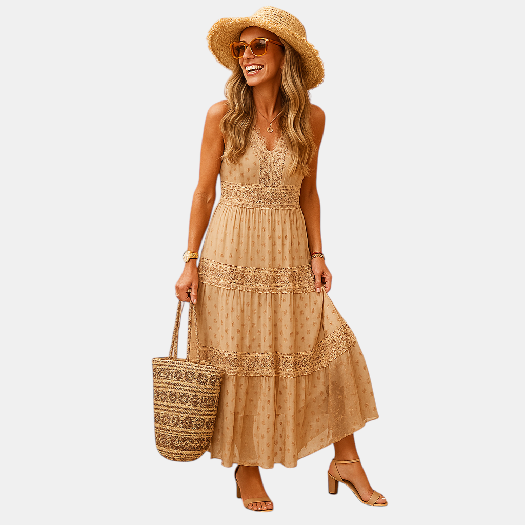 Luchtige boho zomerjurk met Ibiza-stijl voor dames, ideaal voor festivals, strand en zomerse dagen. Comfortabel en stijlvol ontwerp.
