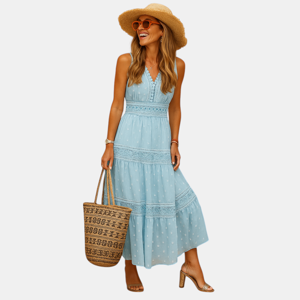 Luchtige boho zomerjurk met Ibiza-stijl voor dames, ideaal voor festivals, strand en zomerse dagen. Comfortabel en stijlvol ontwerp.