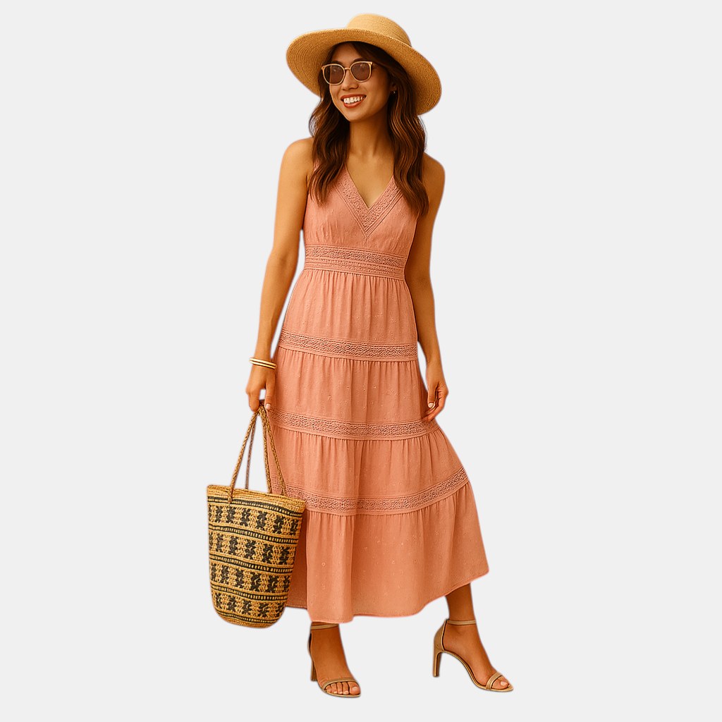 Luchtige boho zomerjurk met Ibiza-stijl voor dames, ideaal voor festivals, strand en zomerse dagen. Comfortabel en stijlvol ontwerp.