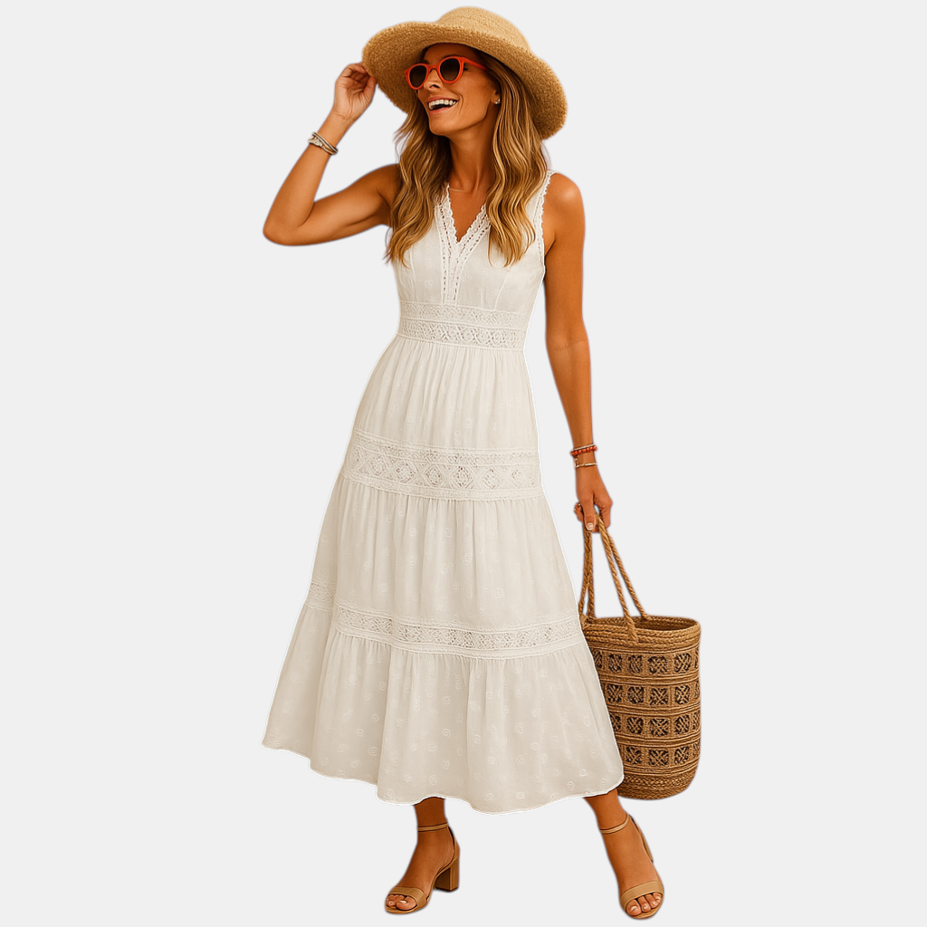 Luchtige boho zomerjurk met Ibiza-stijl voor dames, ideaal voor festivals, strand en zomerse dagen. Comfortabel en stijlvol ontwerp.