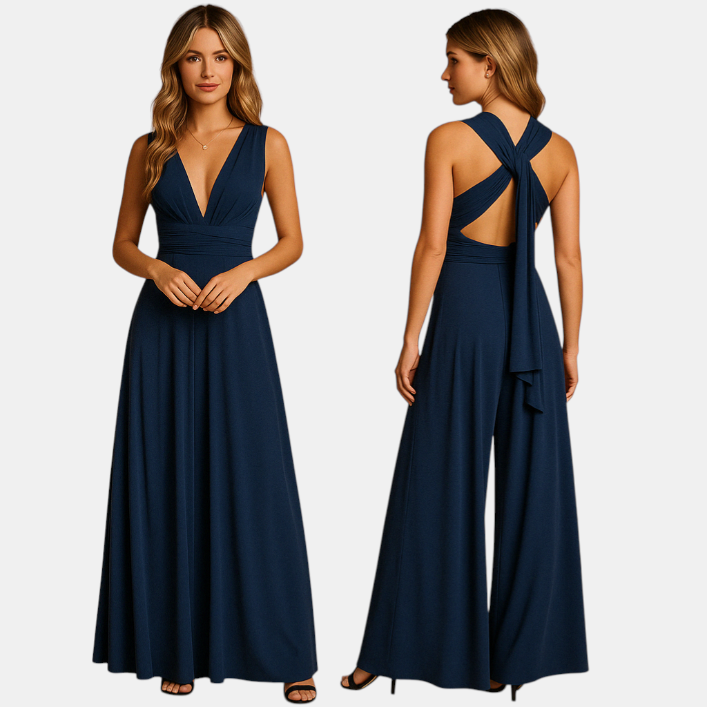 Dames wikkeljurk met overlengte bandjes en 20 draagopties, perfect voor bruiloften, diners en speciale gelegenheden