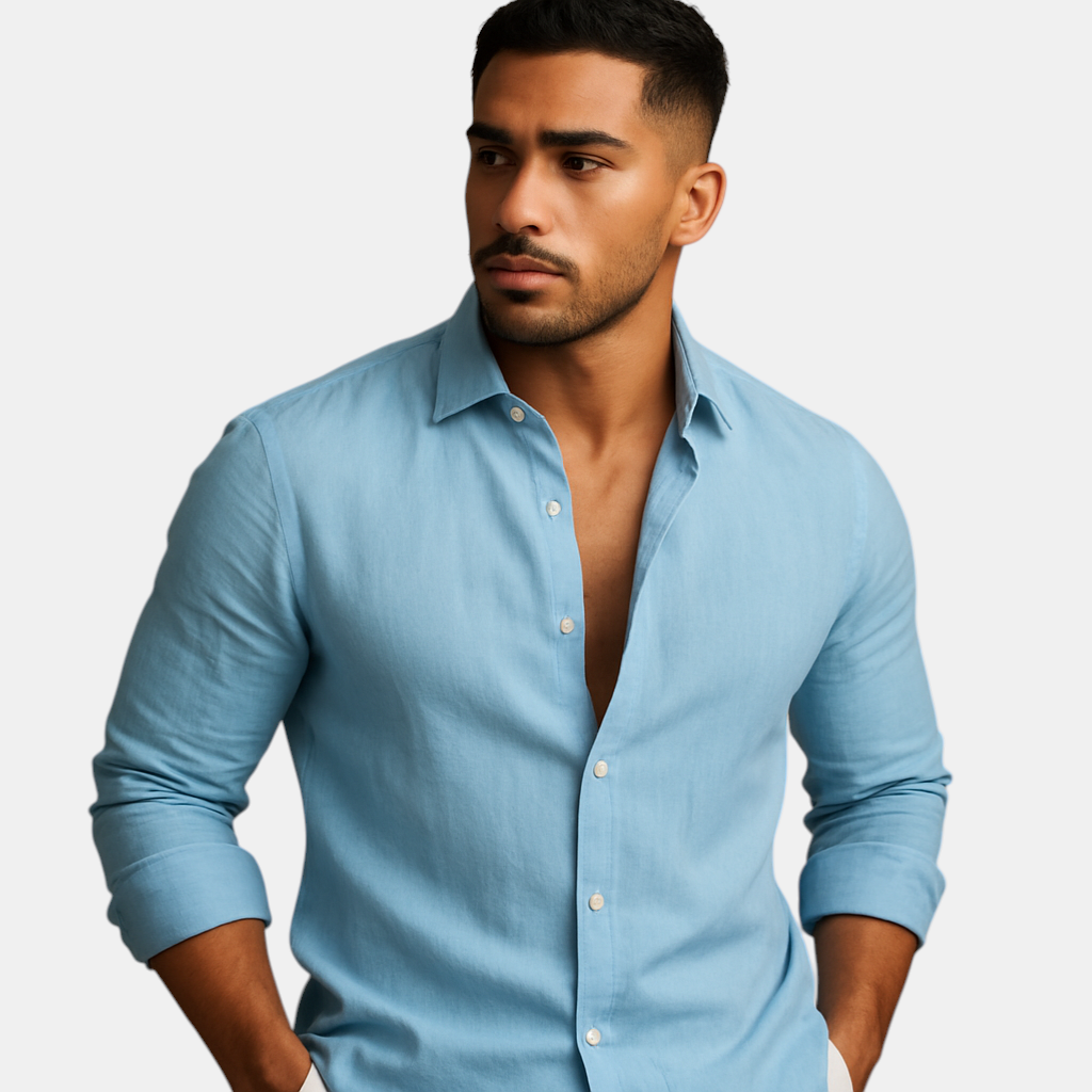 Luxury Hugo Luxe Lightweight Summer Shirt for Men, relaxed fit, breathable fabric, casual design.