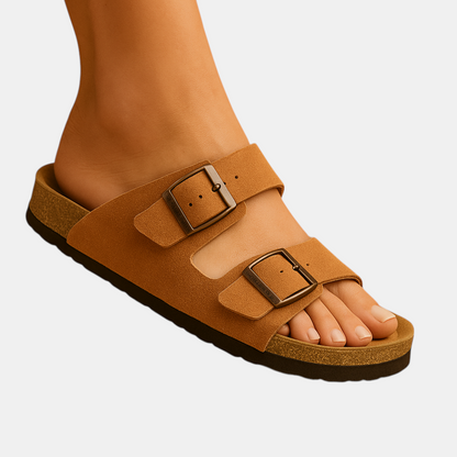 Vintage luxe sandalen voor dames in Arizona-stijl met dubbele band en stevige zool.