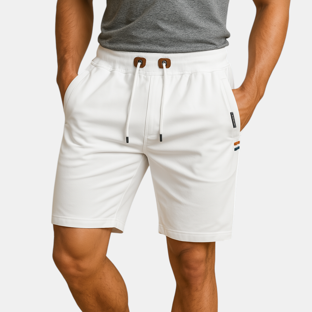 Elegantly designed sportive men's shorts with breathable fabric, multiple pockets, and elastic waistband, perfect for travel 