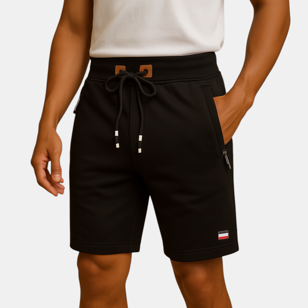 Elegantly designed sportive men's shorts with breathable fabric, multiple pockets, and elastic waistband, perfect for travel 