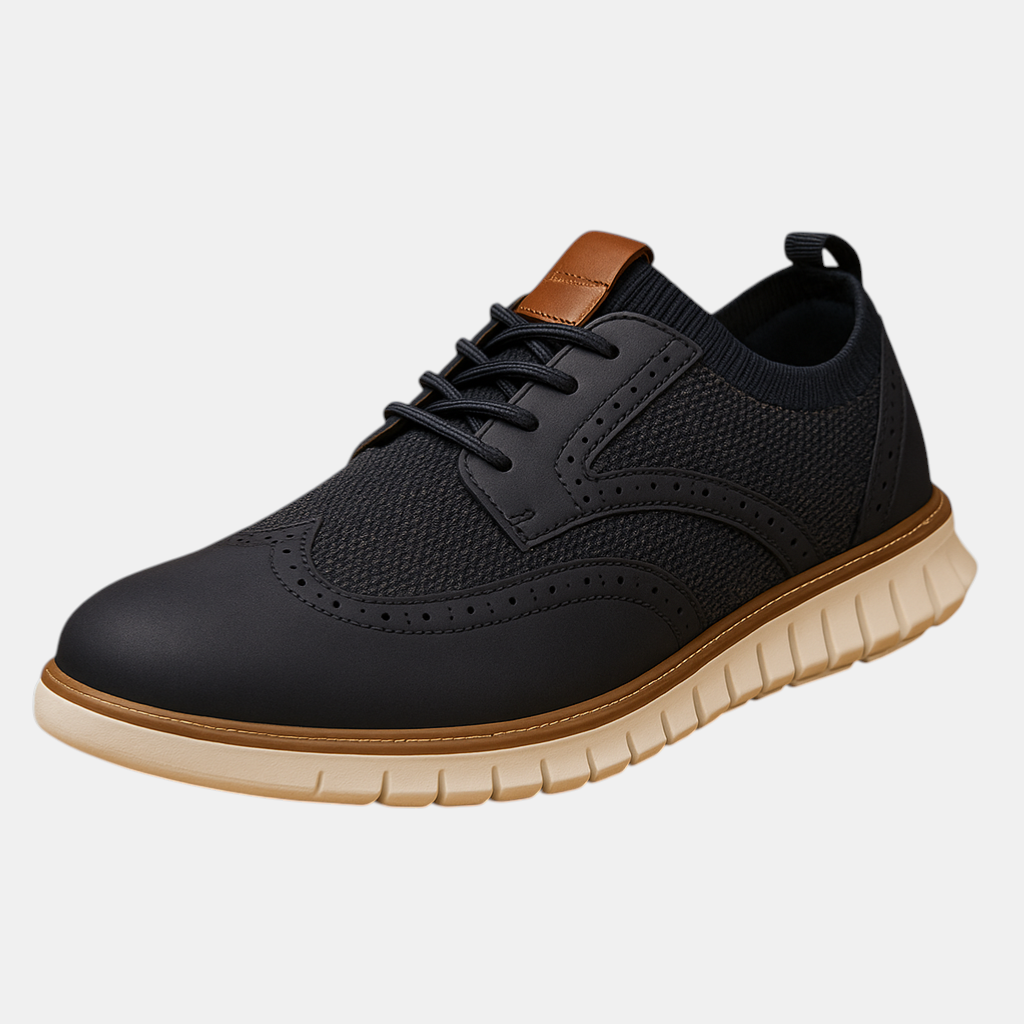 Stijlvolle herenschoenen met brogue detail en ademend ontwerp, geschikt voor dagelijks gebruik op kantoor of in vrije tijd.