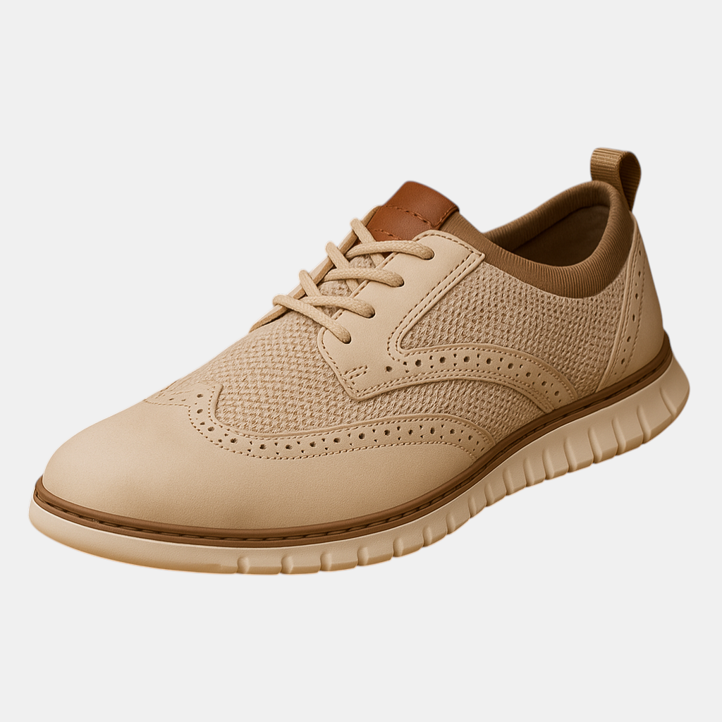 Stijlvolle herenschoenen met brogue detail en ademend ontwerp, geschikt voor dagelijks gebruik op kantoor of in vrije tijd.