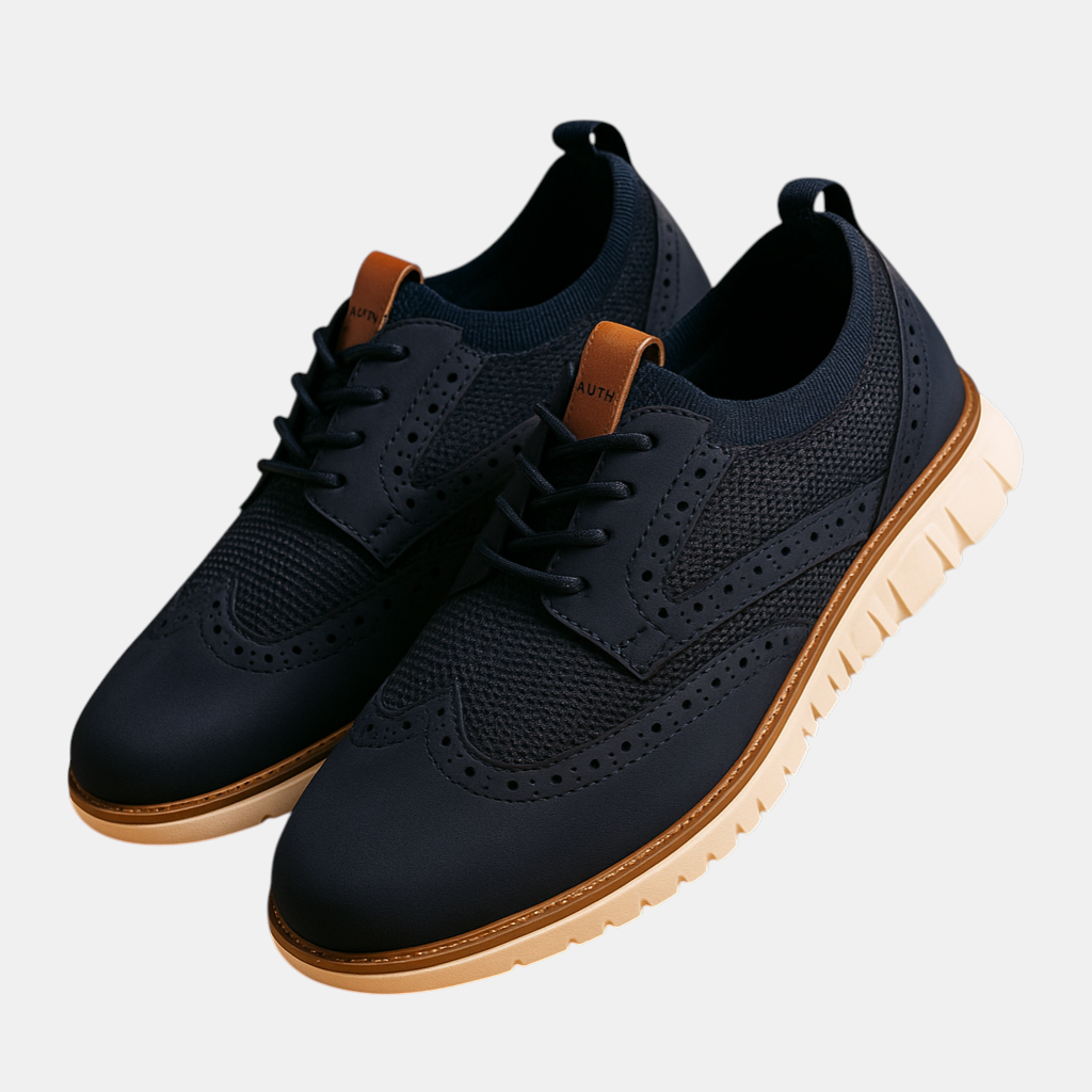 Stijlvolle herenschoenen met brogue detail en ademend ontwerp, geschikt voor dagelijks gebruik op kantoor of in vrije tijd.