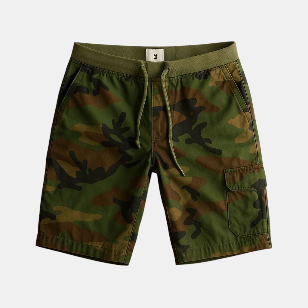 Heren camouflage shorts van ademend katoen met comfortabele pasvorm, perfect voor outdoor activiteiten en casual outfits.