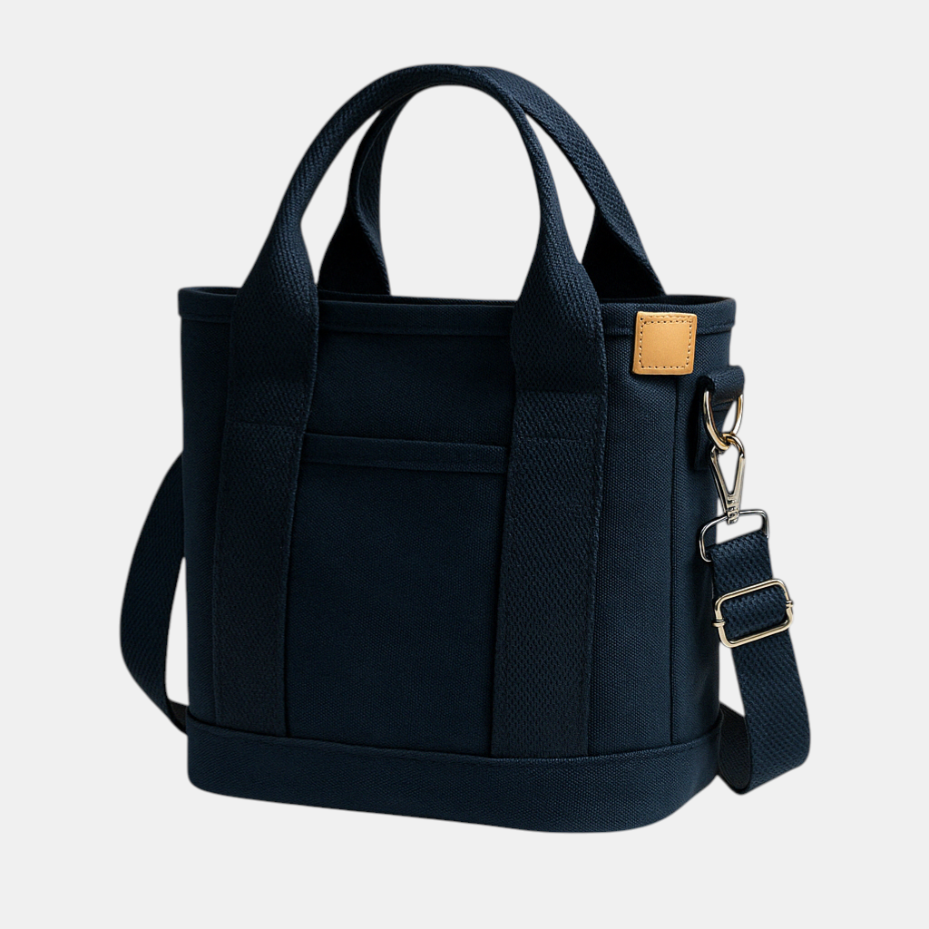 Glamorreuze canvas schoudertas met meerdere compartimenten voor vrouwen.