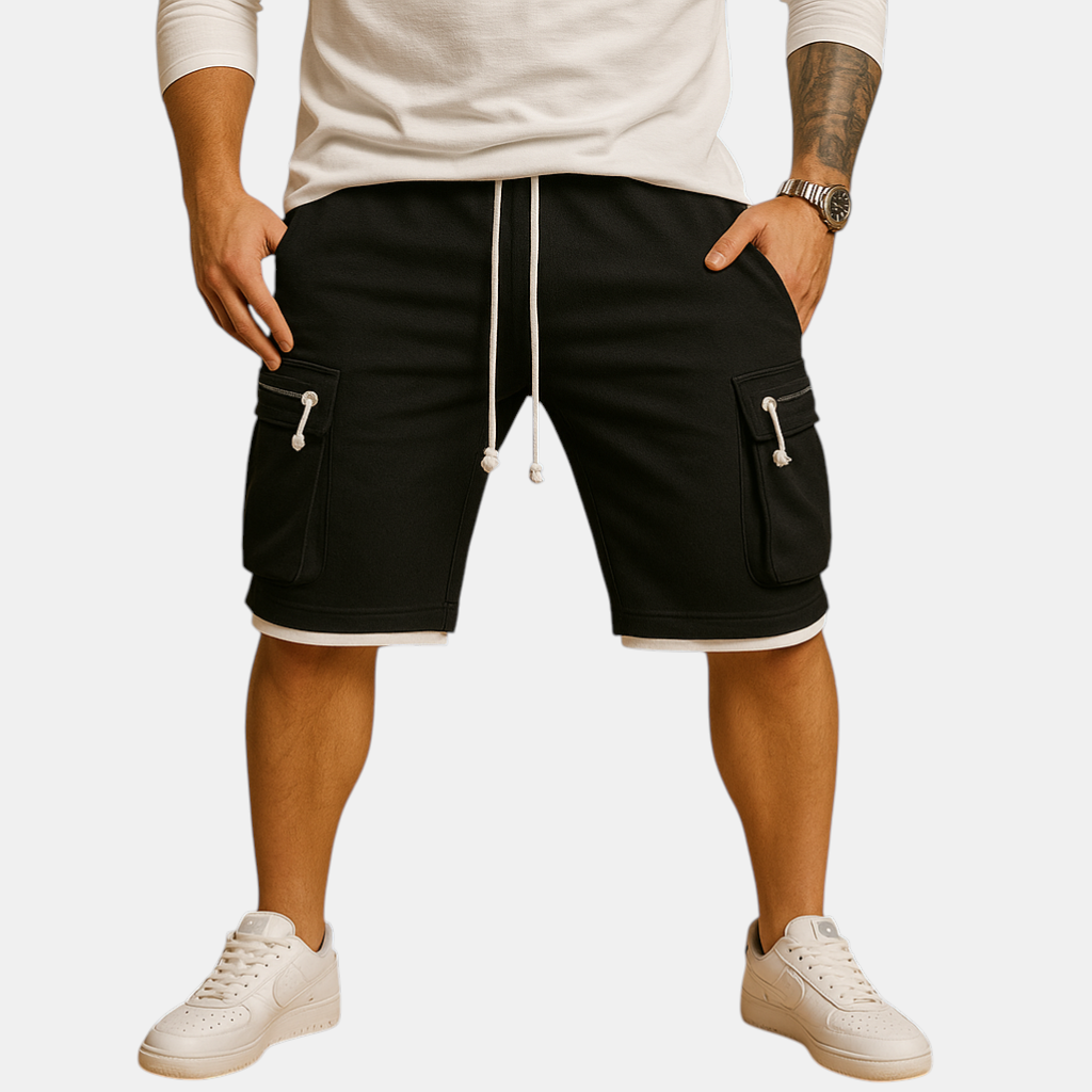 Modieuze heren cargo shorts met meerdere zakken en trekkoord voor heren.