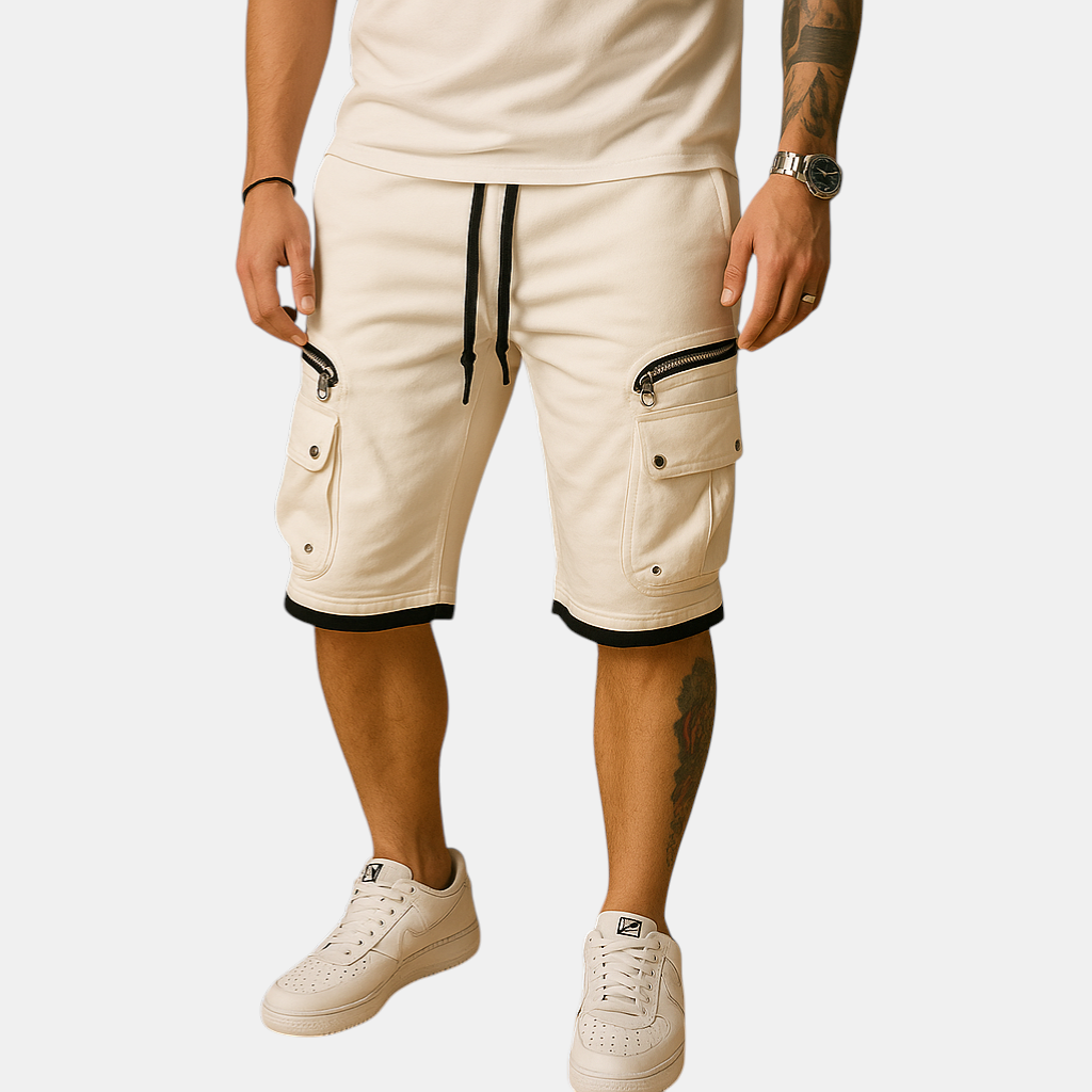 Heren cargo shorts met relaxed fit en flexibele trekkoord voor outdoor liefhebbers.