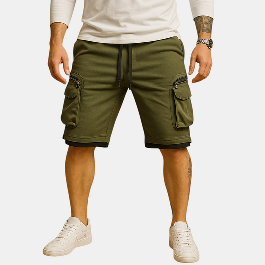 Luxueuze heren cargo shorts met flexibele trekkoord voor outdoor activiteiten.