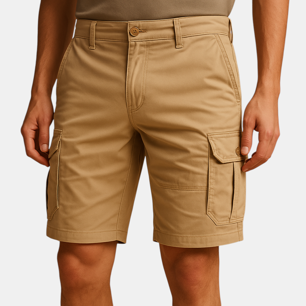 Cargoshorts voor heren van ademend katoen met rechte, losse pasvorm en meerdere zakken. Ideaal voor zomerse dagen en casual avonturen.