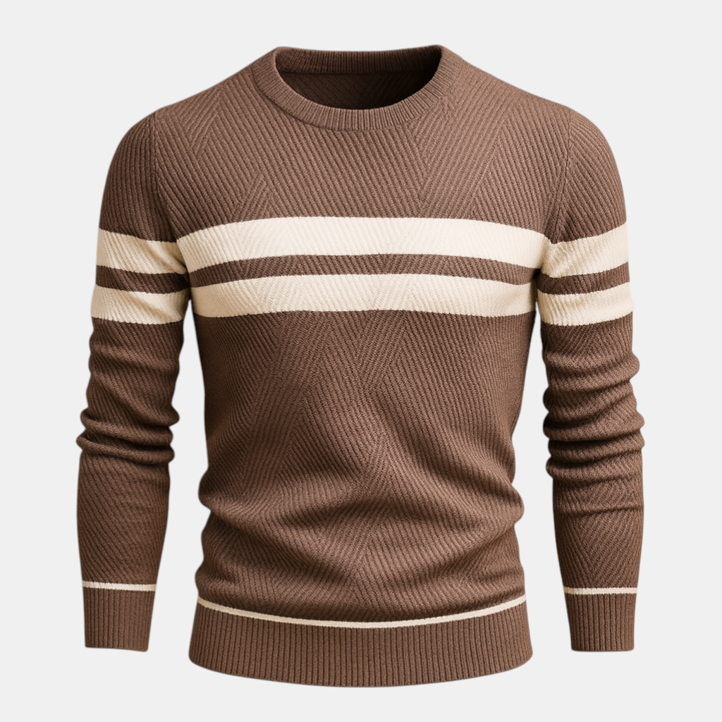 Casual heren trui met ronde hals, gemaakt van zachte katoenmix. Perfect voor frisse dagen in de herfst en winter, eenvoudig te combineren met elke outfit.