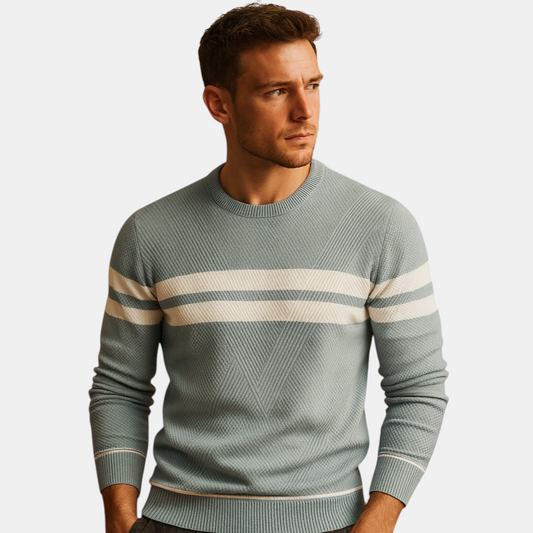 Casual heren trui met ronde hals, gemaakt van zachte katoenmix. Perfect voor frisse dagen in de herfst en winter, eenvoudig te combineren met elke outfit.