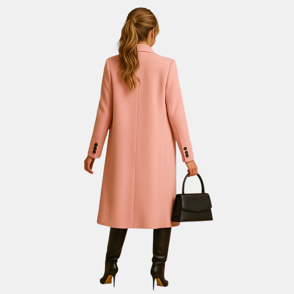 Elegante lange winterjas voor dames met isolerende voering en moderne snit. Stijlvol en warm, ideaal voor dagelijks gebruik en winterse gelegenheden.