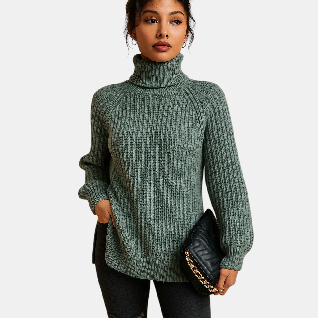 Elegante dames coltrui met warme col en zachte stof, ideaal voor herfst, winter en stijlvolle lagen
