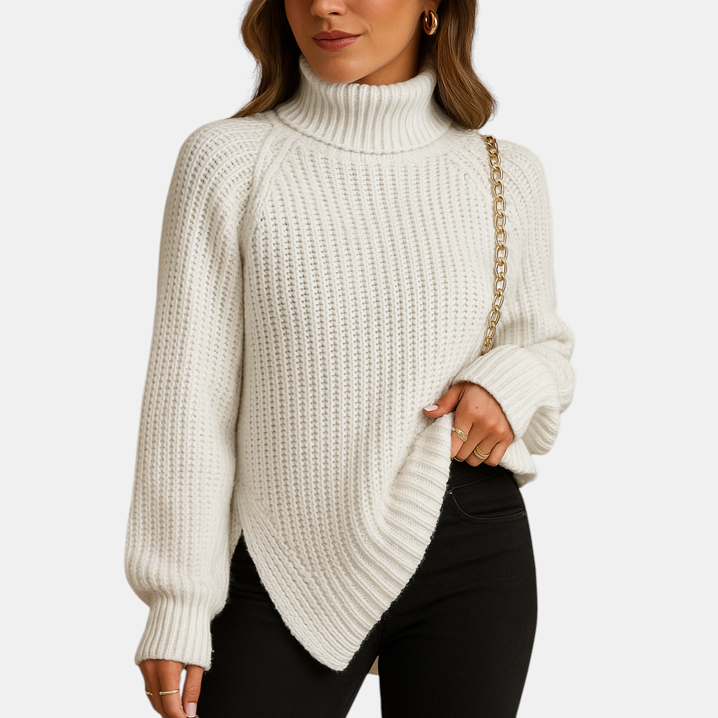 Elegante dames coltrui met warme col en zachte stof, ideaal voor herfst, winter en stijlvolle lagen