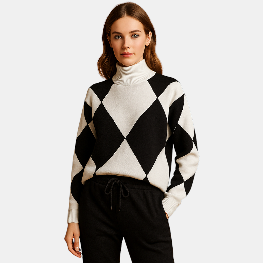 Comfortabel damespak met trui en joggingbroek in ademende stof, ideaal als huispak of casual outfit voor buiten.