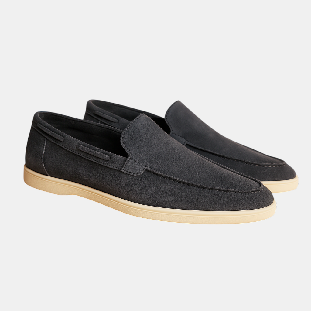 Comfortabele instapschoenen voor heren met suède-look, elastische inzetstukken en antislipzool, geschikt voor dagelijks gebruik en casual outfits.