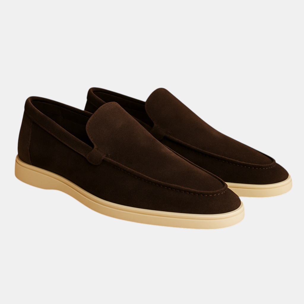 Comfortabele instapschoenen voor heren met suède-look, elastische inzetstukken en antislipzool, geschikt voor dagelijks gebruik en casual outfits.