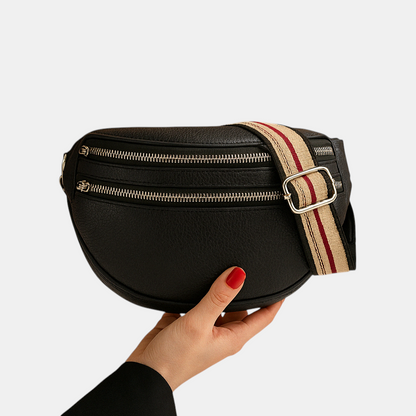 Elegante dubbele rits crossbodytas met tijdloos ontwerp, luxe kwaliteit
