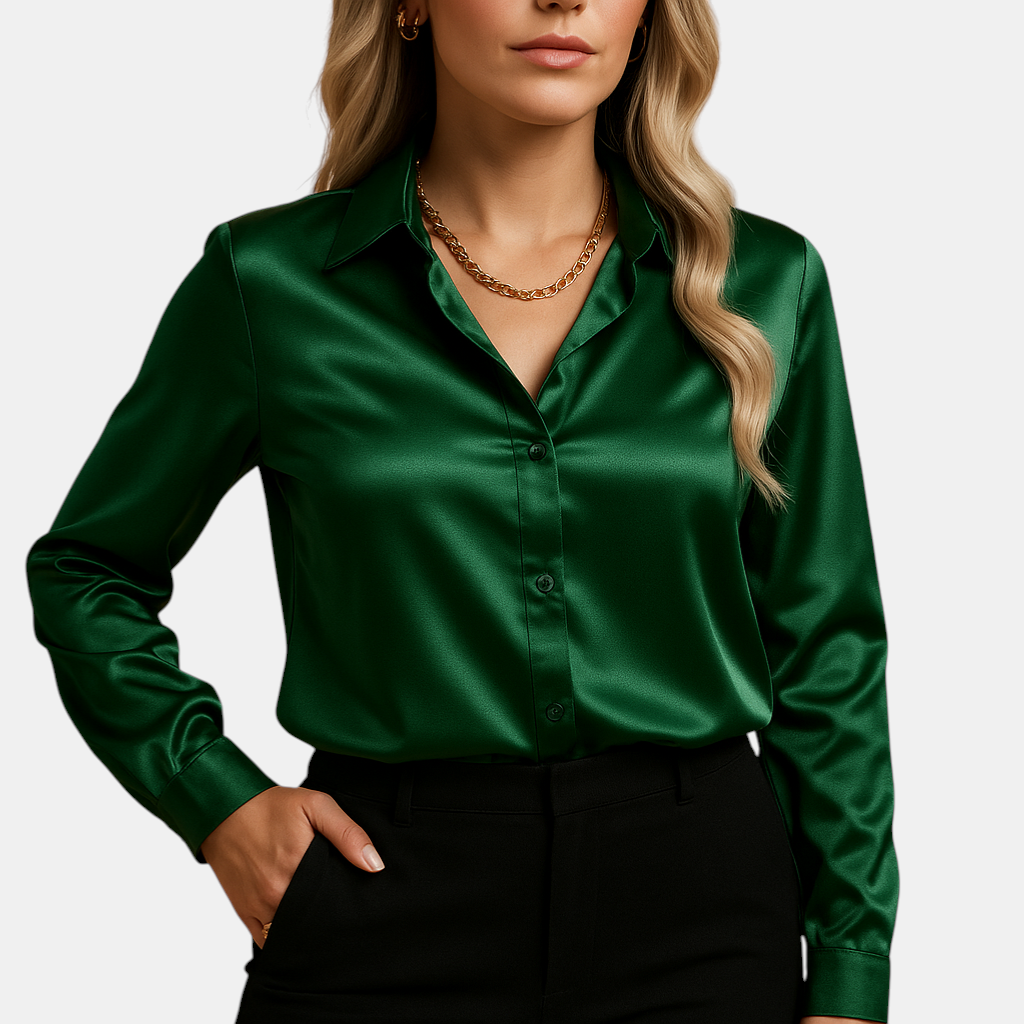 Tijdloze damesblouse met klassieke pasvorm en lichte stof, geschikt voor werk en dagelijkse gelegenheden