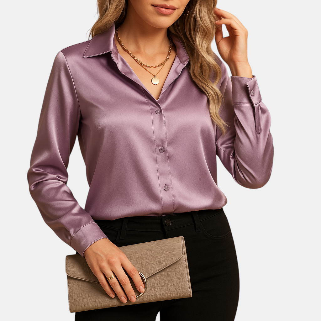 Tijdloze damesblouse met klassieke pasvorm en lichte stof, geschikt voor werk en dagelijkse gelegenheden