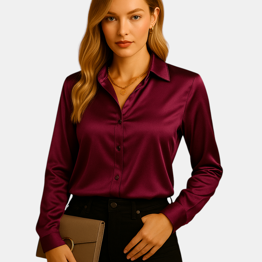 Tijdloze damesblouse met klassieke pasvorm en lichte stof, geschikt voor werk en dagelijkse gelegenheden