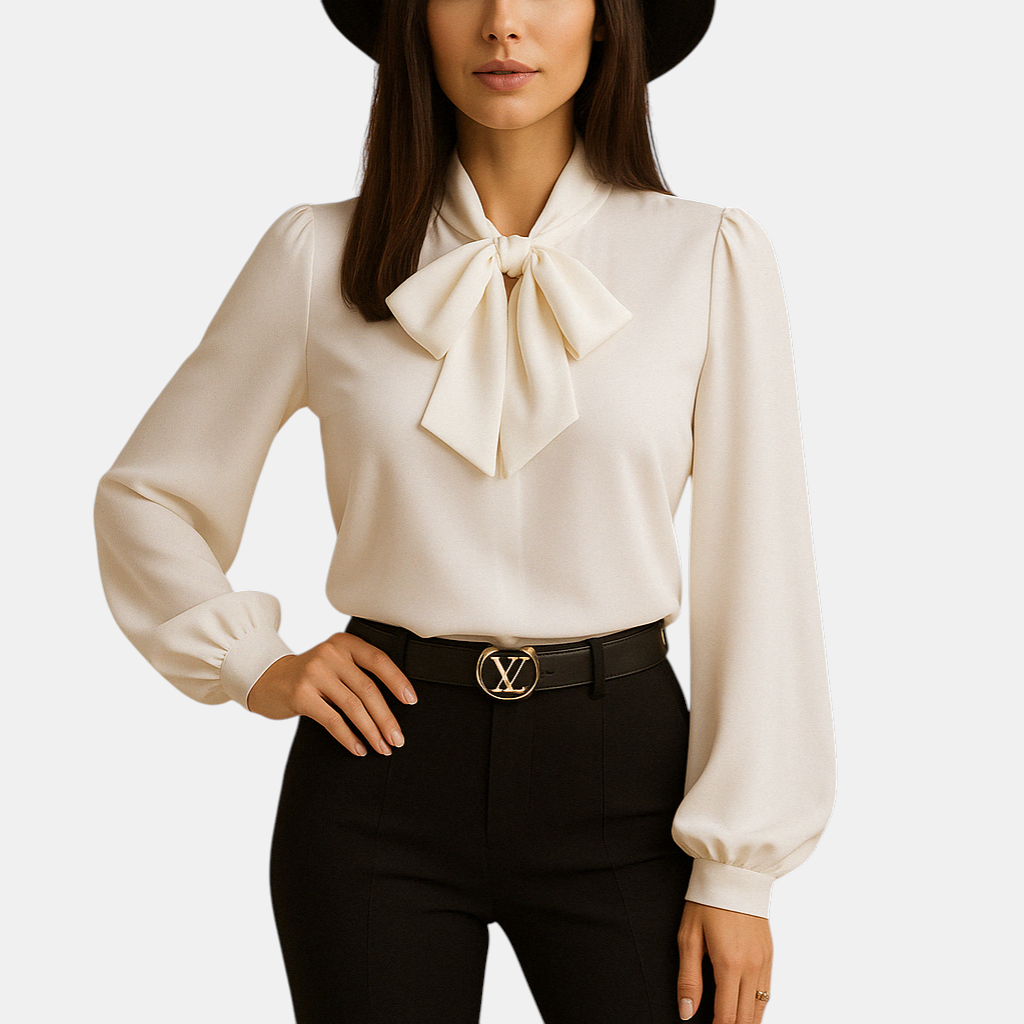Damesblouse met klassieke striksluiting en luchtige pasvorm, ideaal voor werk, sociale gelegenheden en dagelijks gebruik