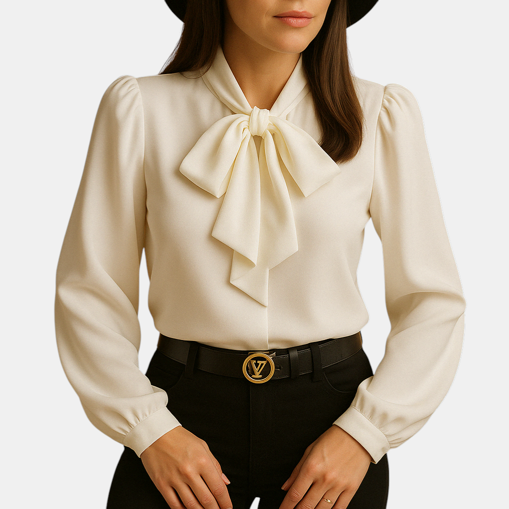 Damesblouse met klassieke striksluiting en luchtige pasvorm, ideaal voor werk, sociale gelegenheden en dagelijks gebruik