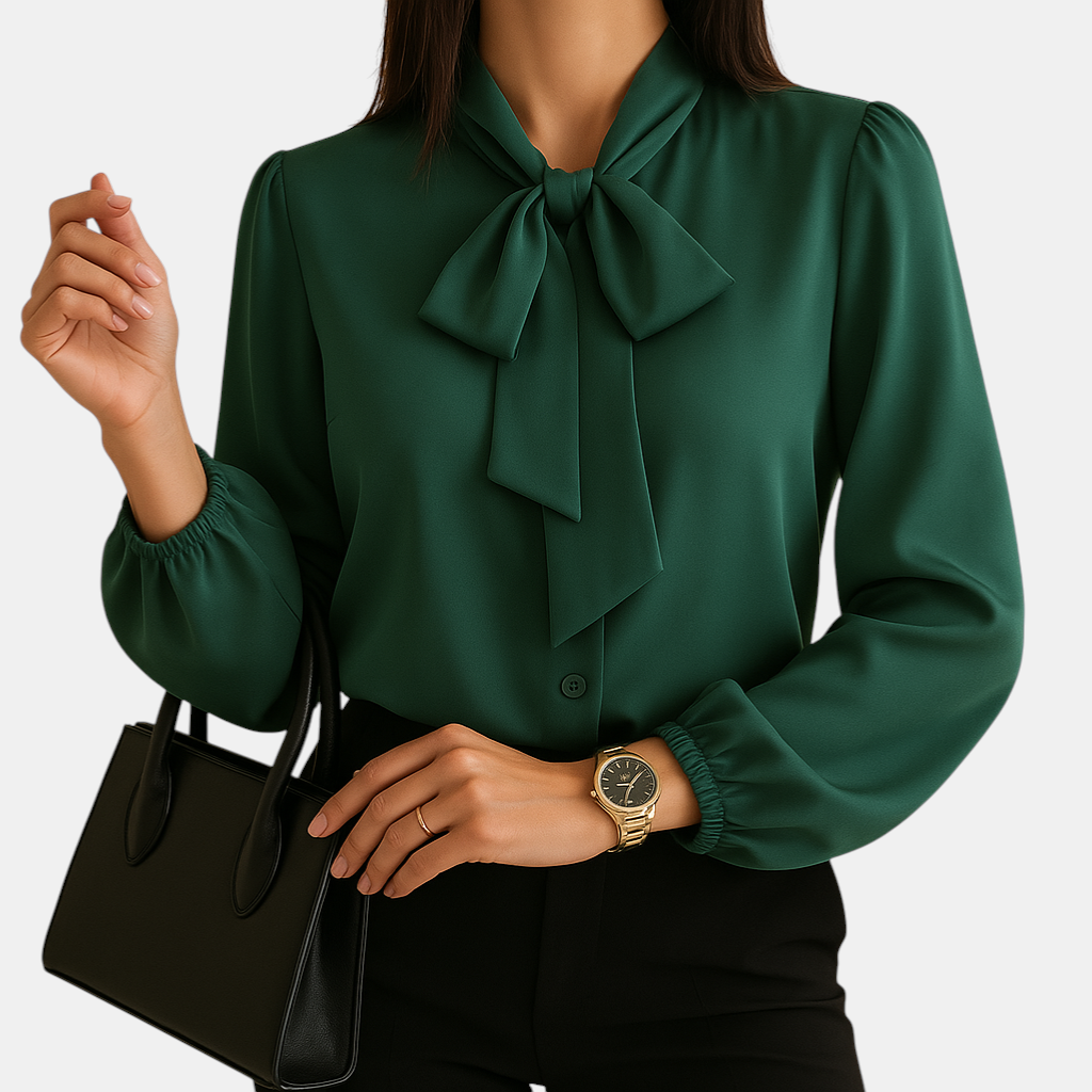 Damesblouse met klassieke striksluiting en luchtige pasvorm, ideaal voor werk, sociale gelegenheden en dagelijks gebruik