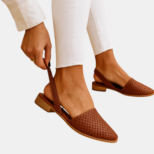 Luxueuze stijlvolle damesflats met gesloten geweven neus en ademende pasvorm, ideaal voor werk of dagelijkse outfits.