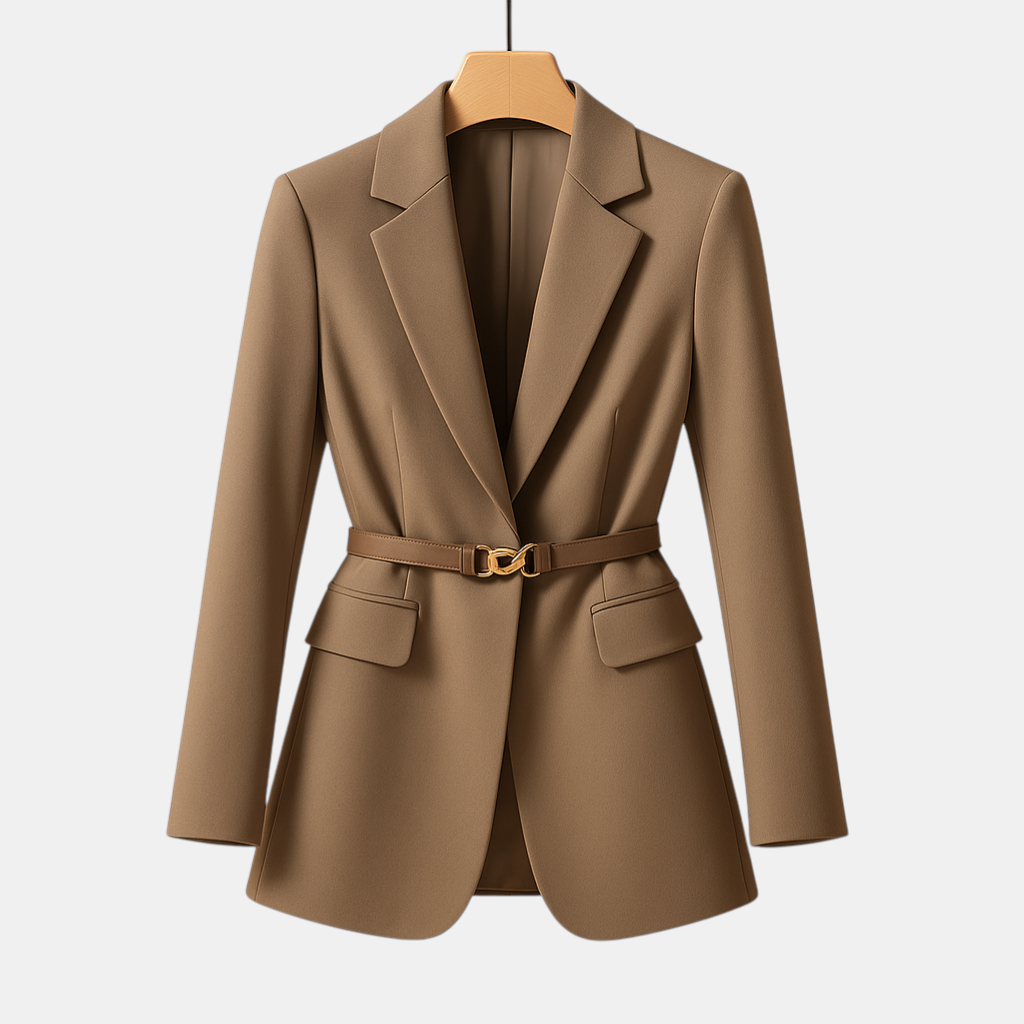 Dames blazer met elegante getailleerde pasvorm en stijlvolle uitstraling, ideaal voor werk en avondgelegenheden.