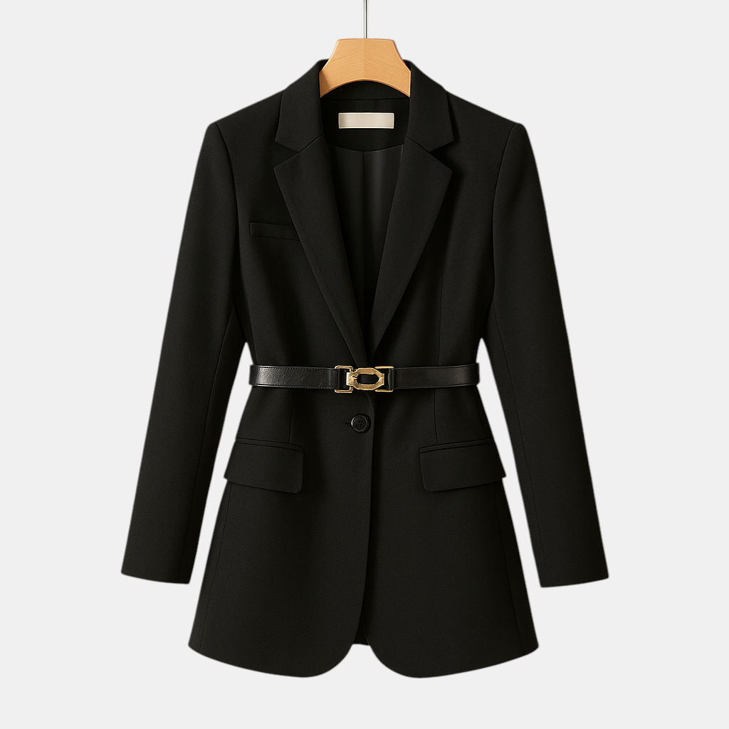 Dames blazer met elegante getailleerde pasvorm en stijlvolle uitstraling, ideaal voor werk en avondgelegenheden.